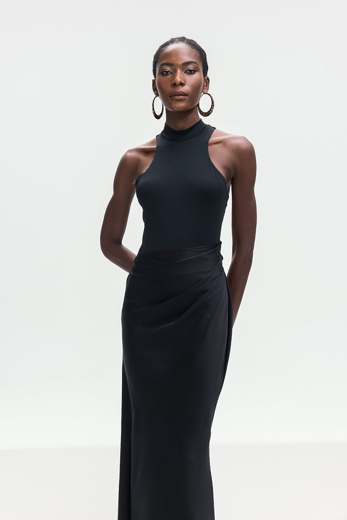 Shop  black dress - Perfect for special occasions | Beres Tank Top Satin Maxi Dress In Black