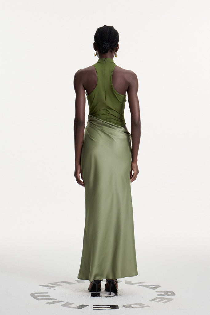 Stylish green dress | Beres Tank Top Satin Maxi Dress In Green - Ideal for special occasions