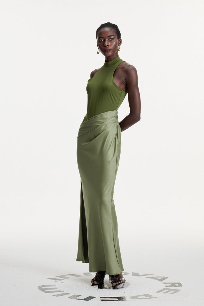 Stylish green dress | Beres Tank Top Satin Maxi Dress In Green - Ideal for special occasions