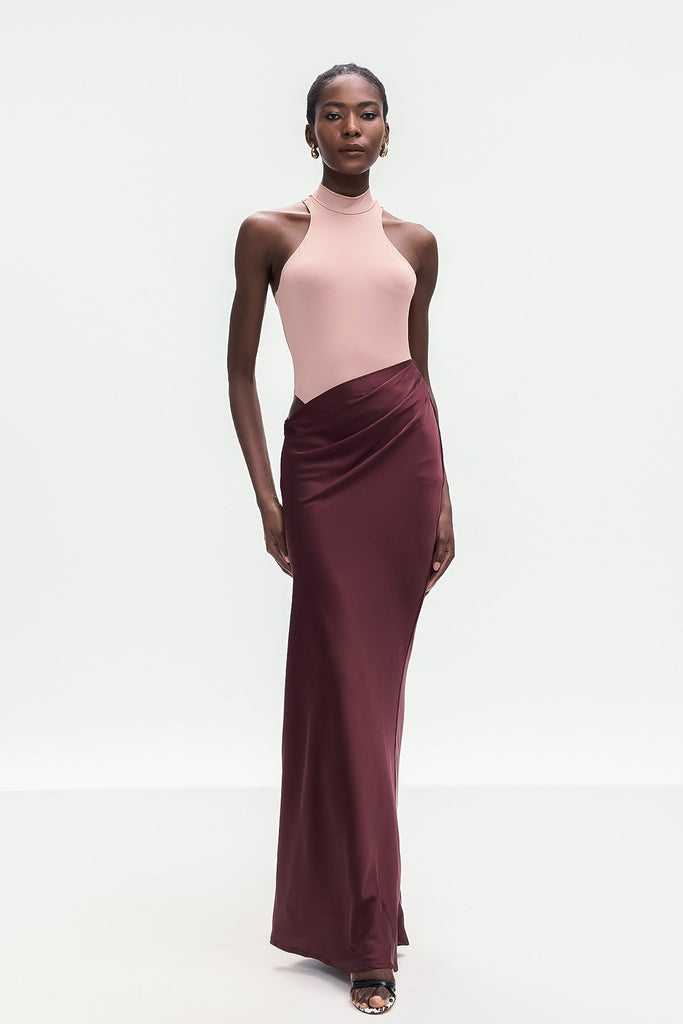Shop  beautiful dress - Perfect for special occasions | Beres Tank Top Satin Maxi Dress In Khaki