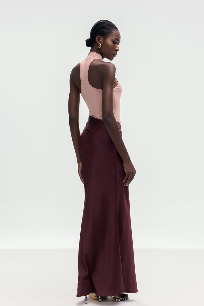 Shop  beautiful dress - Perfect for special occasions | Beres Tank Top Satin Maxi Dress In Khaki