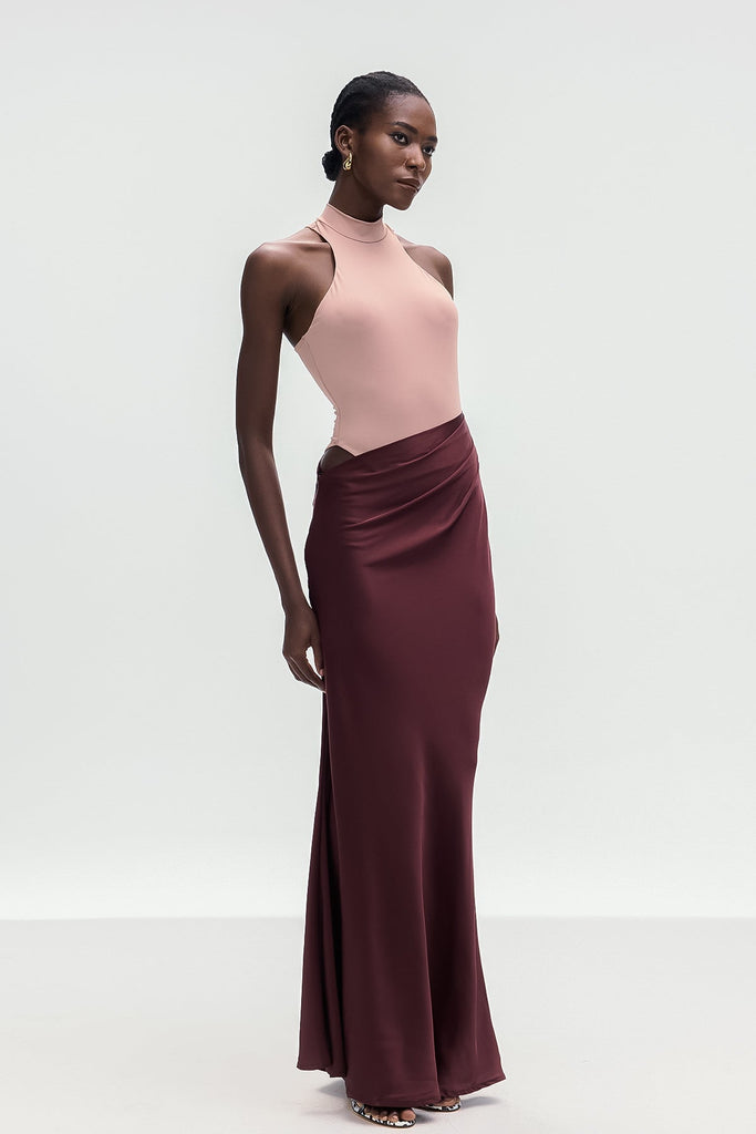 Shop  beautiful dress - Perfect for special occasions | Beres Tank Top Satin Maxi Dress In Khaki