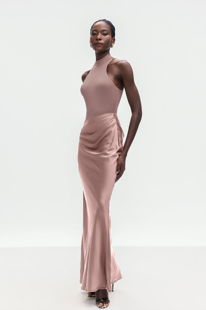 Beres Tank Top Satin Maxi Dress In Pink - Stylish pink dress for special occasions | Buy Online