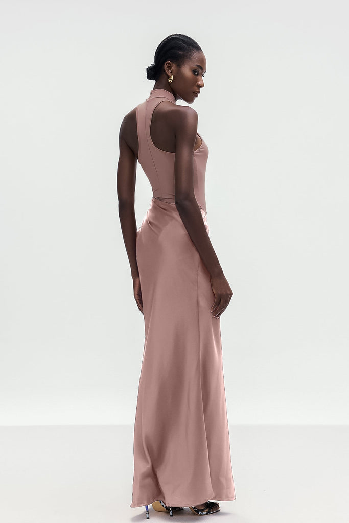 Beres Tank Top Satin Maxi Dress In Pink - Stylish pink dress for special occasions | Buy Online