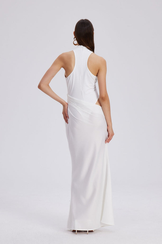 Beres Tank Top Satin Maxi Dress In White - Stylish white dress for special occasions | Buy Online