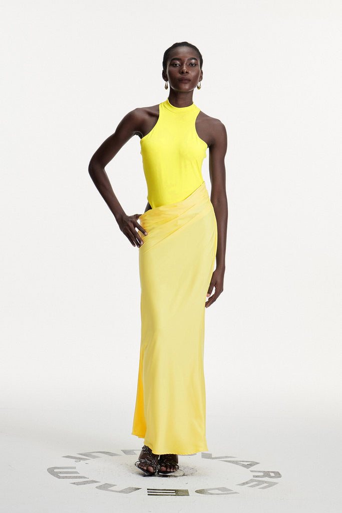 Stylish yellow dress | Beres Tank Top Satin Maxi Dress In Yellow - Ideal for special occasions