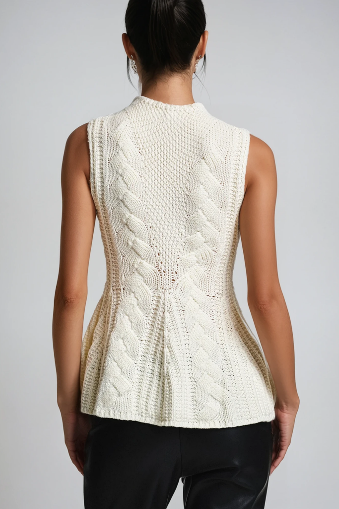 Berlinde Cable Knit Top In Cream - Stylish beautiful dress for special occasions | Buy Online