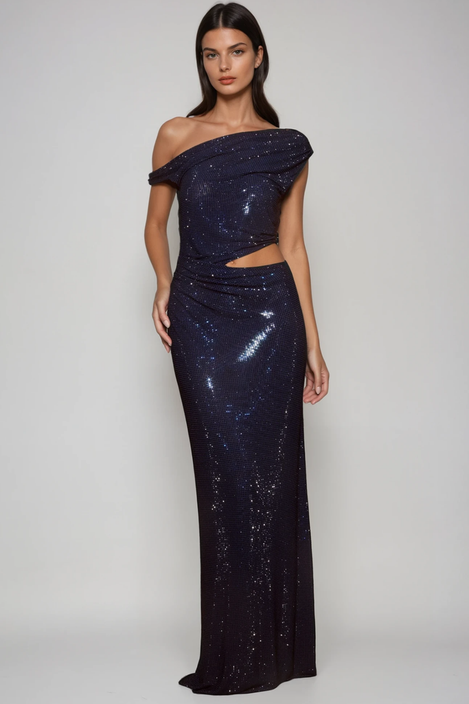 Stylish beautiful dress | Berlioz Diamante One Shoulder Dress In Navy - Ideal for special occasions