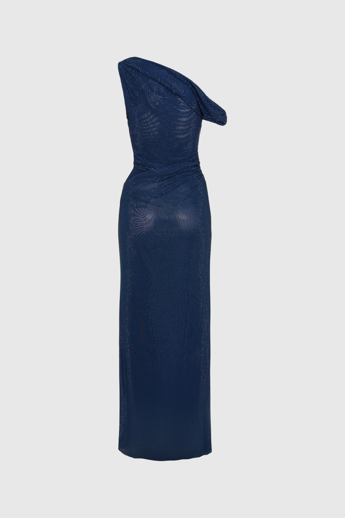 Shop  beautiful dress - Perfect for special occasions | Berlioz Diamante One Shoulder Dress In Navy