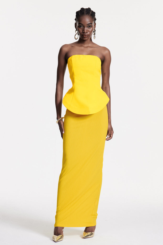Shop  beautiful maxi - Perfect for special occasions | Bern Strapless Maxi Skirt Set In Lemon