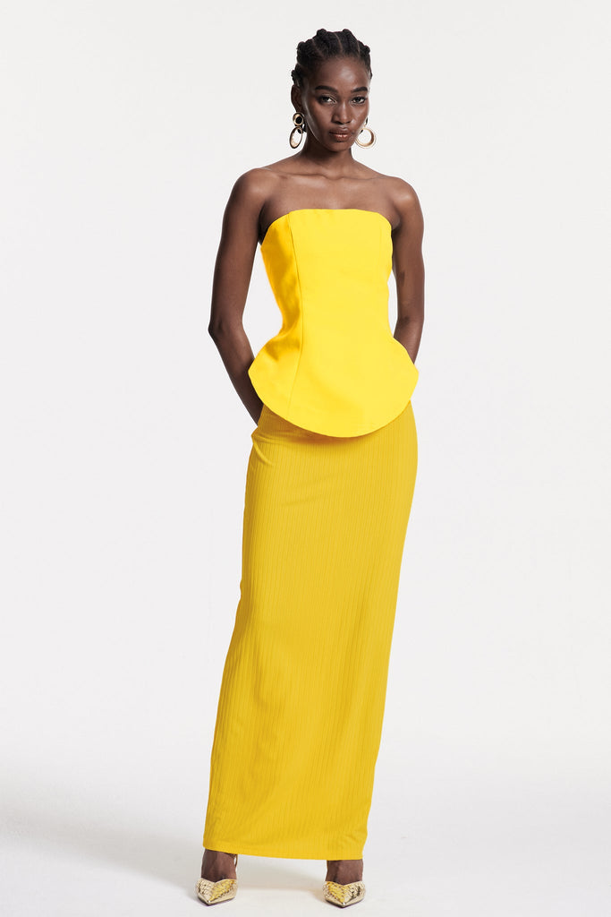 Stylish beautiful maxi | Bern Strapless Maxi Skirt Set In Lemon - Ideal for special occasions
