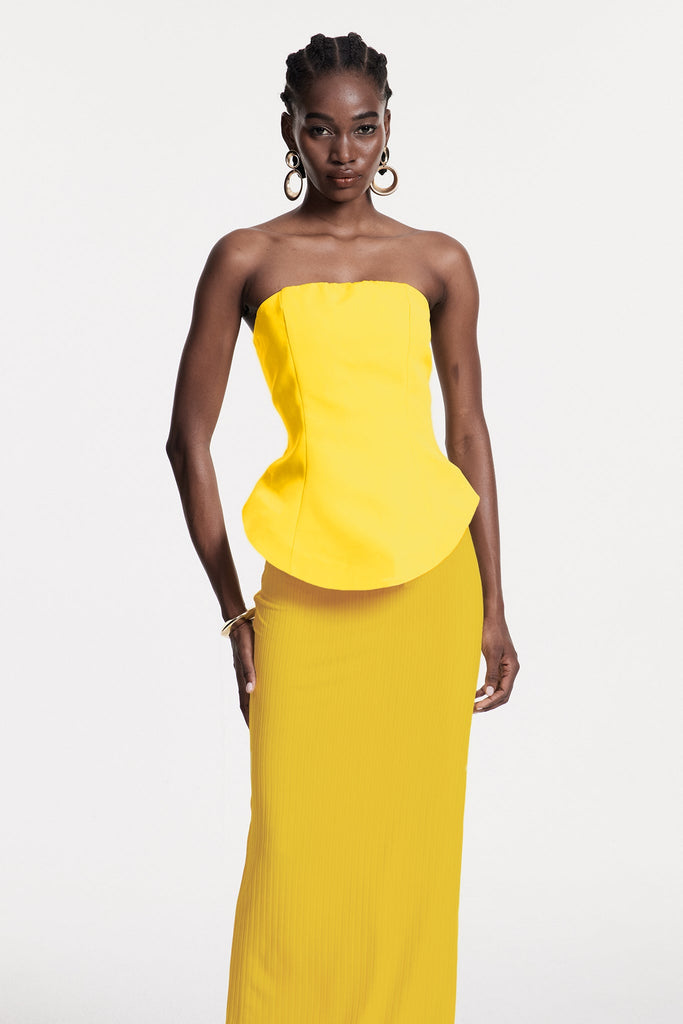 Bern Strapless Maxi Skirt Set In Lemon - Stylish beautiful maxi for special occasions | Buy Online