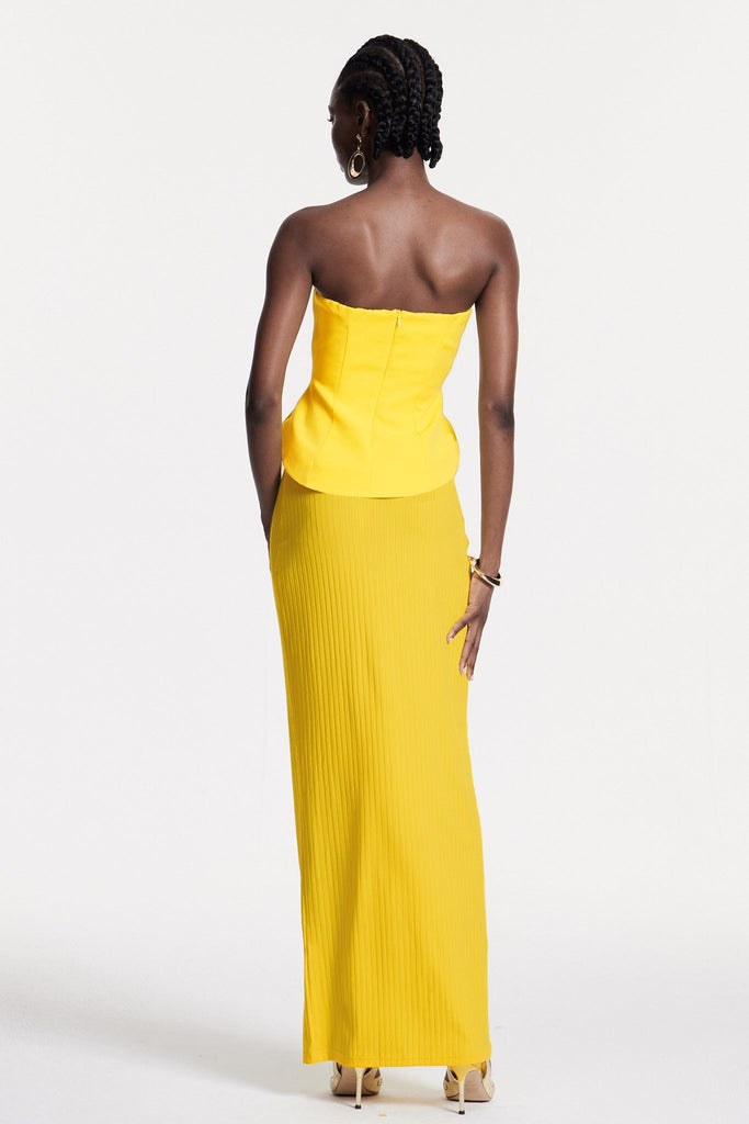 Shop  beautiful maxi - Perfect for special occasions | Bern Strapless Maxi Skirt Set In Lemon