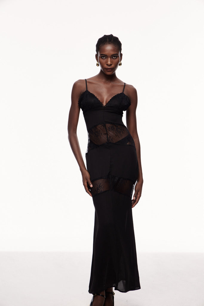 Bernal Lace Cutout Floral Maxi Dress - Stylish beautiful dress for special occasions | Buy Online