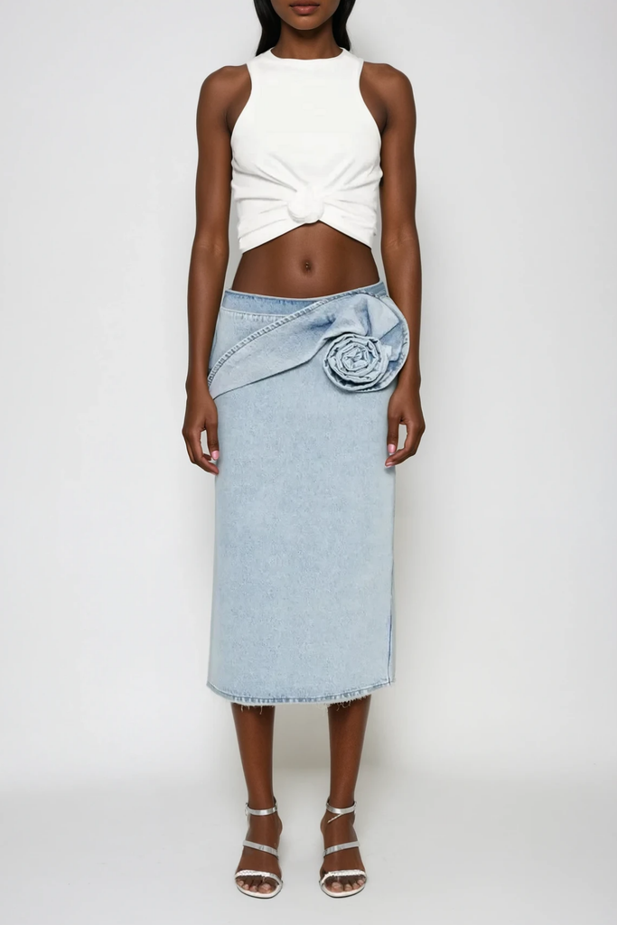 Shop  beautiful midi - Perfect for special occasions | Bernd Flower Deconstruct Denim Midi Skirt