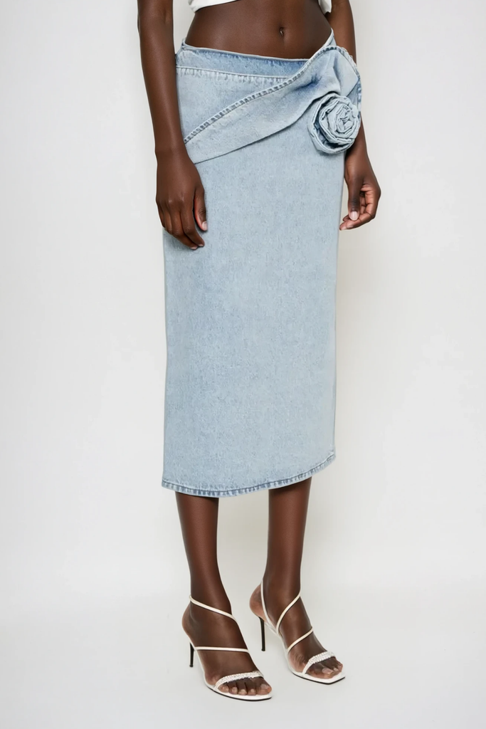 Stylish beautiful midi | Bernd Flower Deconstruct Denim Midi Skirt - Ideal for special occasions