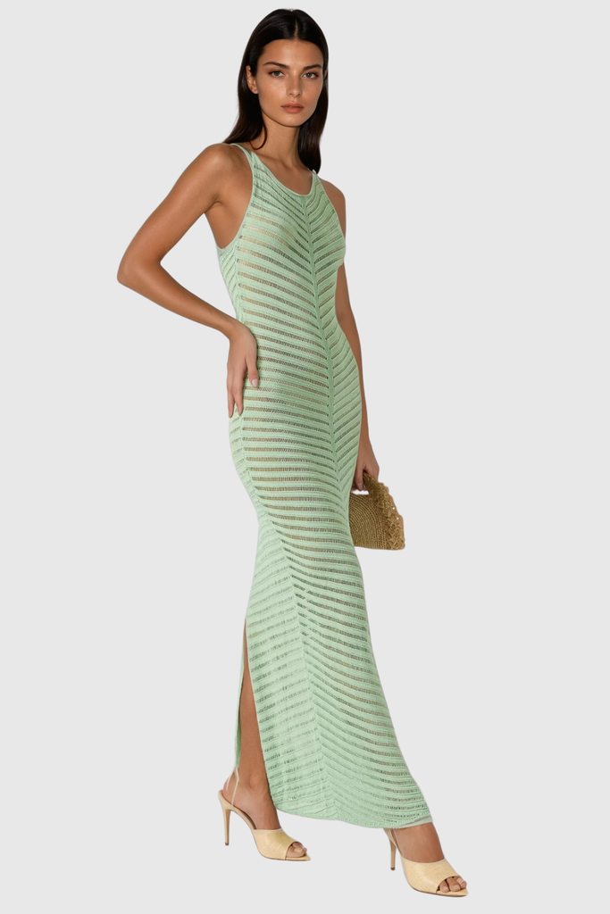Shop  green dress - Perfect for special occasions | Berne Cutout Backless Sleeveless Maxi Dress In Green