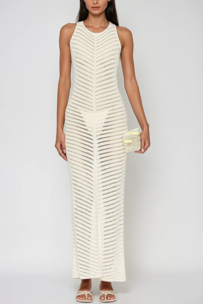 Berne Cutout Backless Sleeveless Maxi Dress In White - Stylish white dress for special occasions | Buy Online
