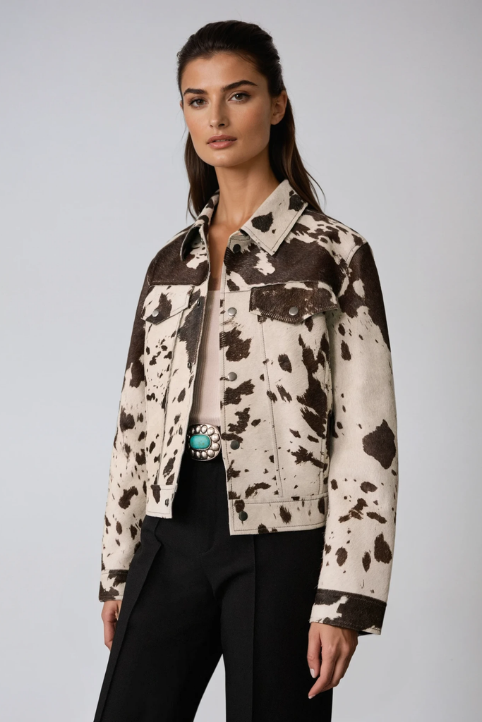 Shop  beautiful dress - Perfect for special occasions | Bernie Cow Print Denim Jacket