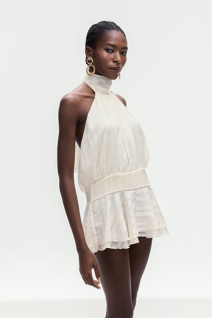 Bernique Halter Neck Ruch Ruffle Mini Dress - Stylish beautiful dress for special occasions | Buy Online