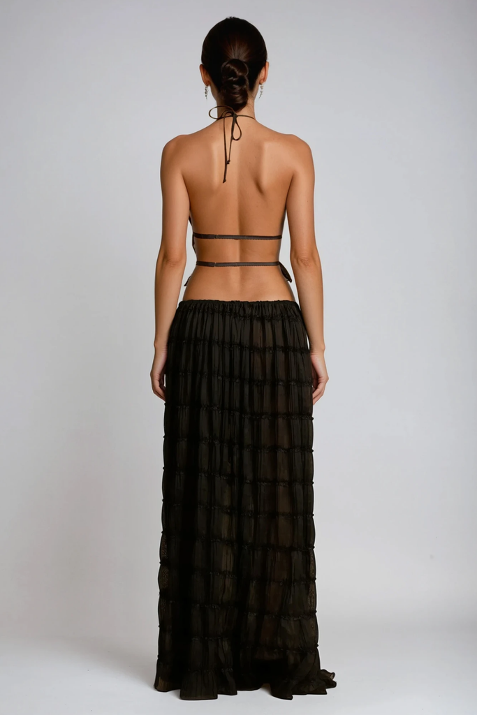 Bernt Ruch Backless Skirt Set In Black - Stylish black dress for special occasions | Buy Online