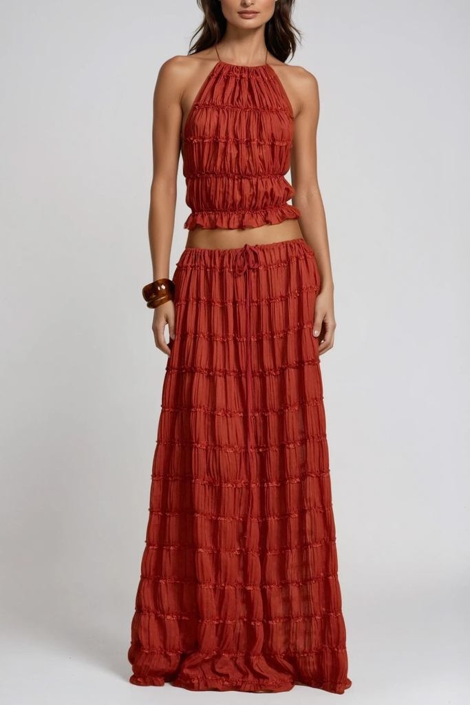 Shop  red dress - Perfect for special occasions | Bernt Ruch Backless Skirt Set In Red