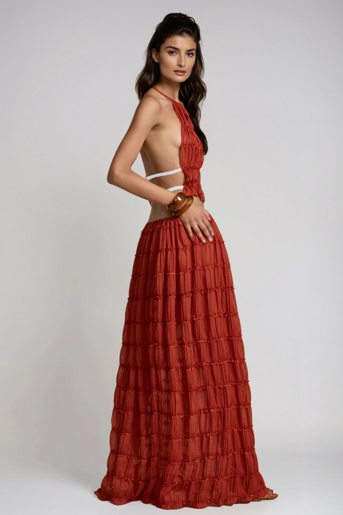 Stylish red dress | Bernt Ruch Backless Skirt Set In Red - Ideal for special occasions