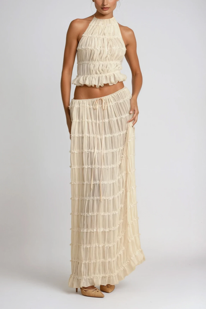 Bernt Ruch Backless Skirt Set In White - Stylish white dress for special occasions | Buy Online