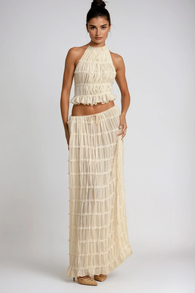 Bernt Ruch Backless Skirt Set In White - Stylish white dress for special occasions | Buy Online