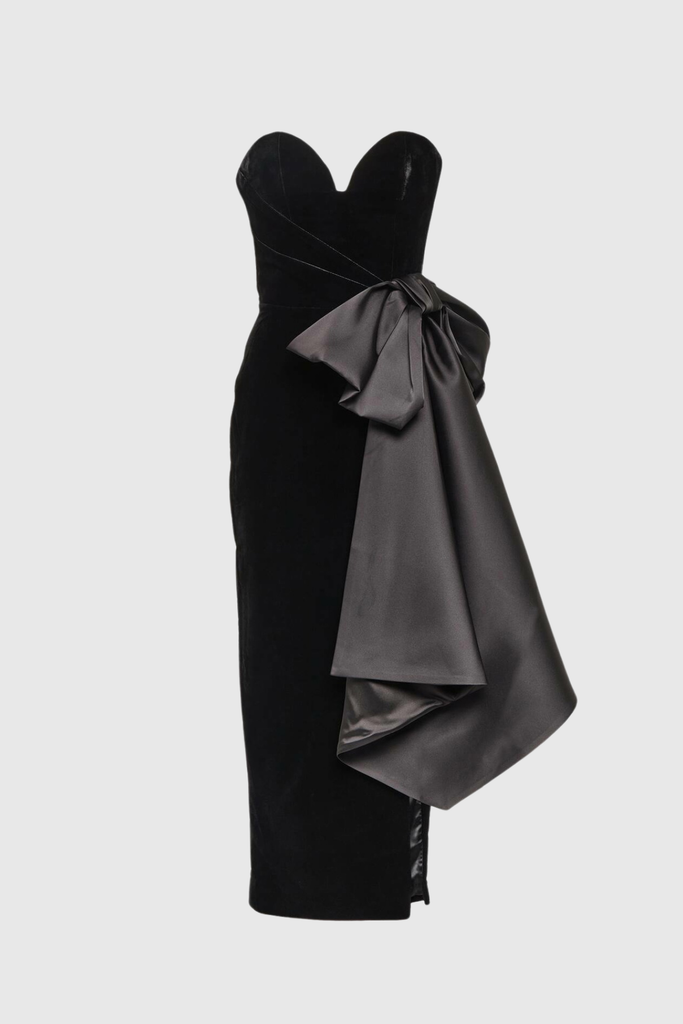 Shop  beautiful dress - Perfect for special occasions | Beroe Strapless Asymmetric Bow Split Maxi Dress