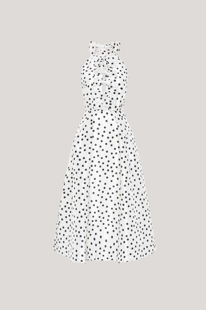 Stylish beautiful dress | Berry Halter Neck Dot Bow Midi Dress - Ideal for special occasions