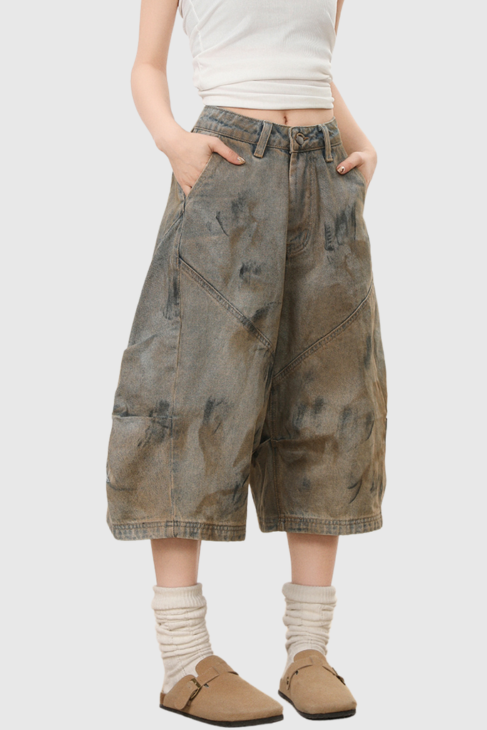 Stylish beautiful midi | Bertille Print Ruch Midi Jeans - Ideal for special occasions