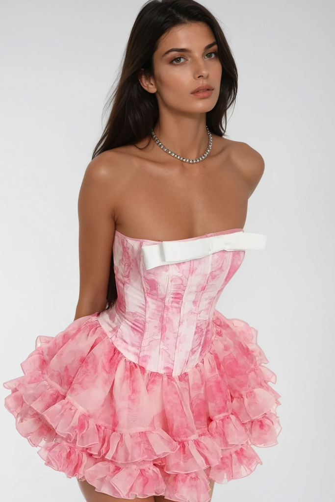 Shop  beautiful dress - Perfect for special occasions | Besnik Corset Ruffle Mini Dress