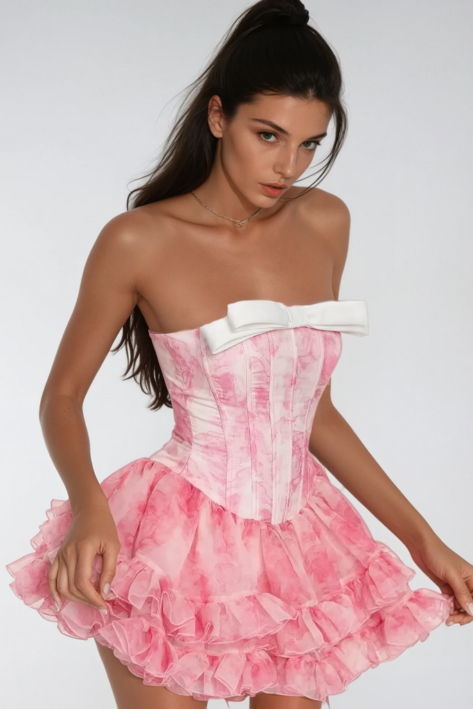 Stylish beautiful dress | Besnik Corset Ruffle Mini Dress - Ideal for special occasions