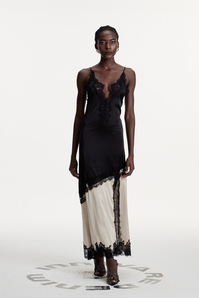 Shop  beautiful dress - Perfect for special occasions | Bess Lace Plunge Satin Maxi Dress