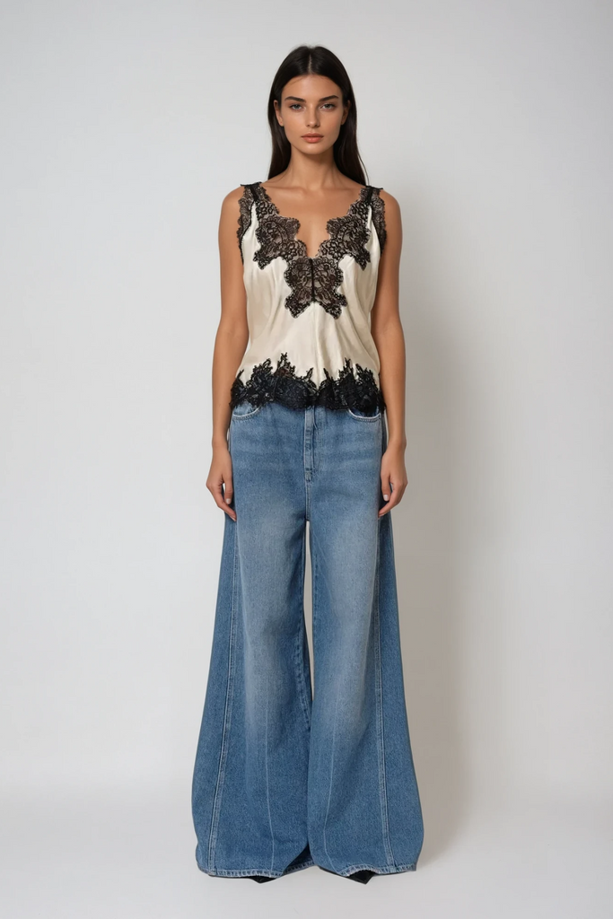 Shop  beautiful dress - Perfect for special occasions | Bess Lace Satin Top In Apricot