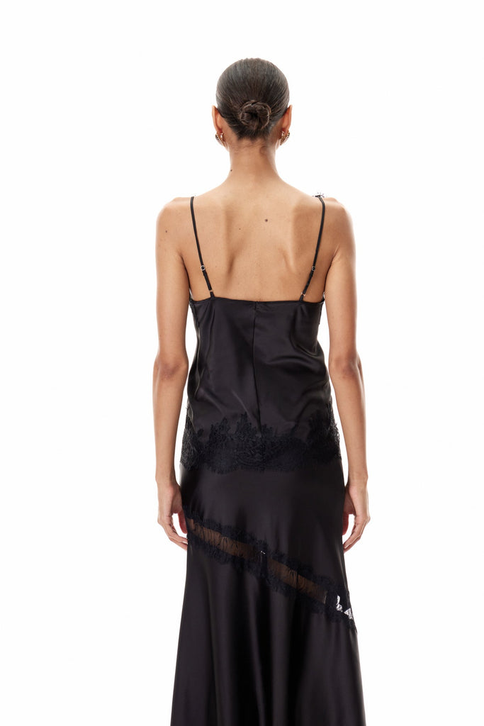 Stylish black dress | Bess Lace Satin Top In Black - Ideal for special occasions