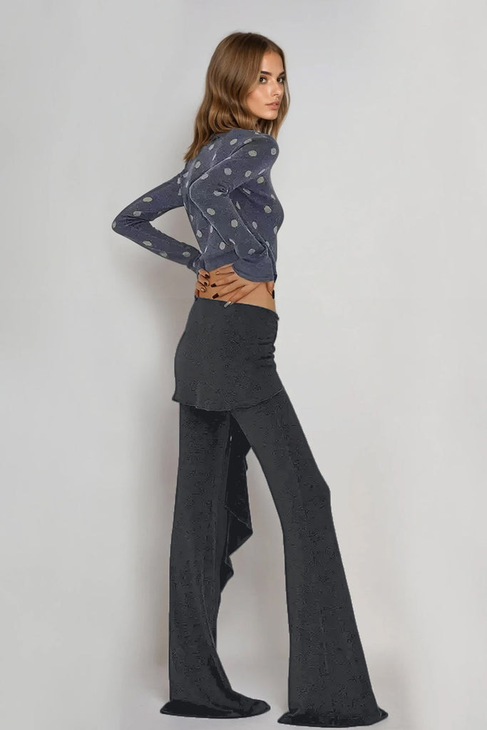 Stylish red dress | Bessie Skinny Flared Pants With Knot Tie - Ideal for special occasions