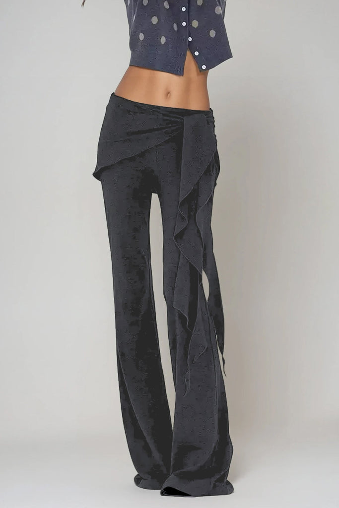 Bessie Skinny Flared Pants With Knot Tie - Stylish red dress for special occasions | Buy Online