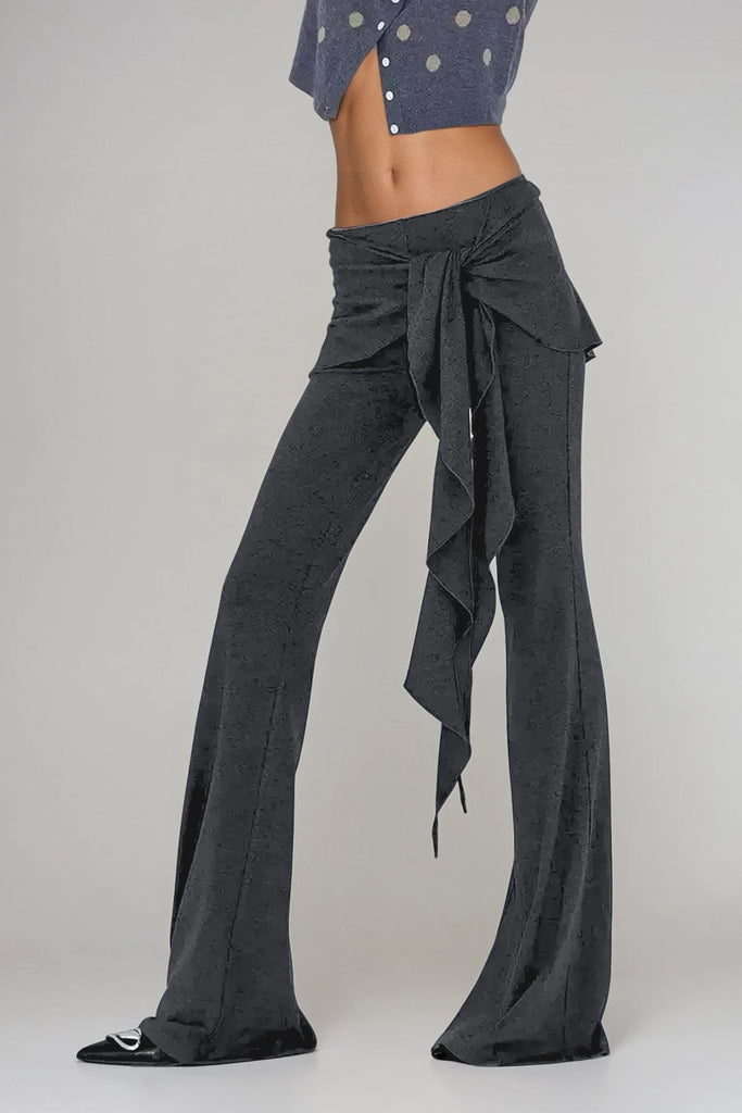 Shop  red dress - Perfect for special occasions | Bessie Skinny Flared Pants With Knot Tie