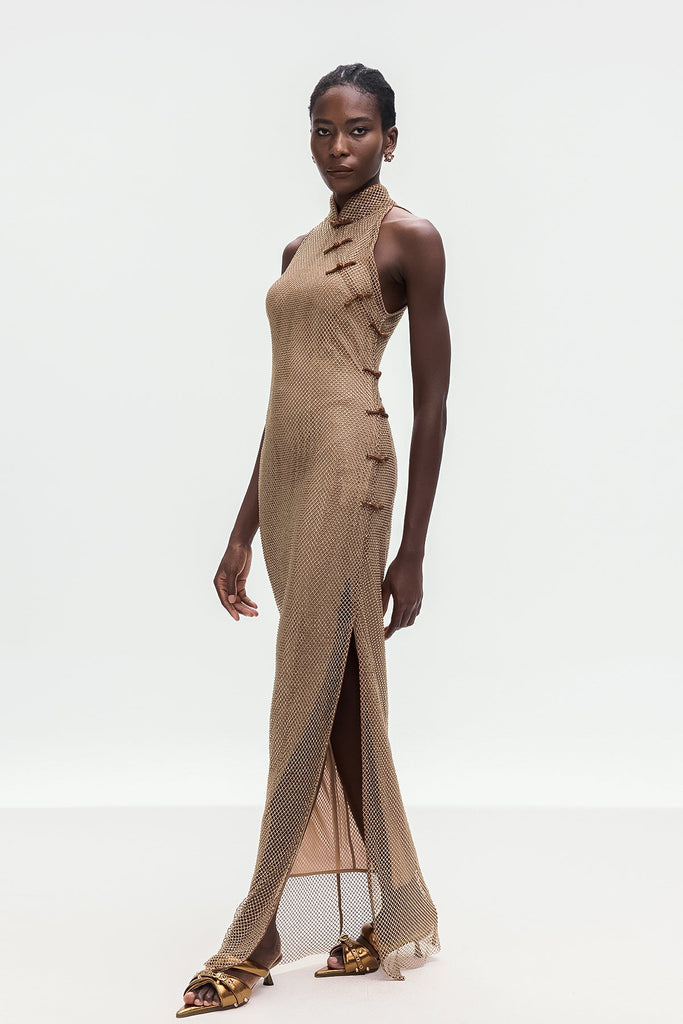 Stylish beautiful dress | Beste Gold Rhinestone Qipao Dress - Ideal for special occasions