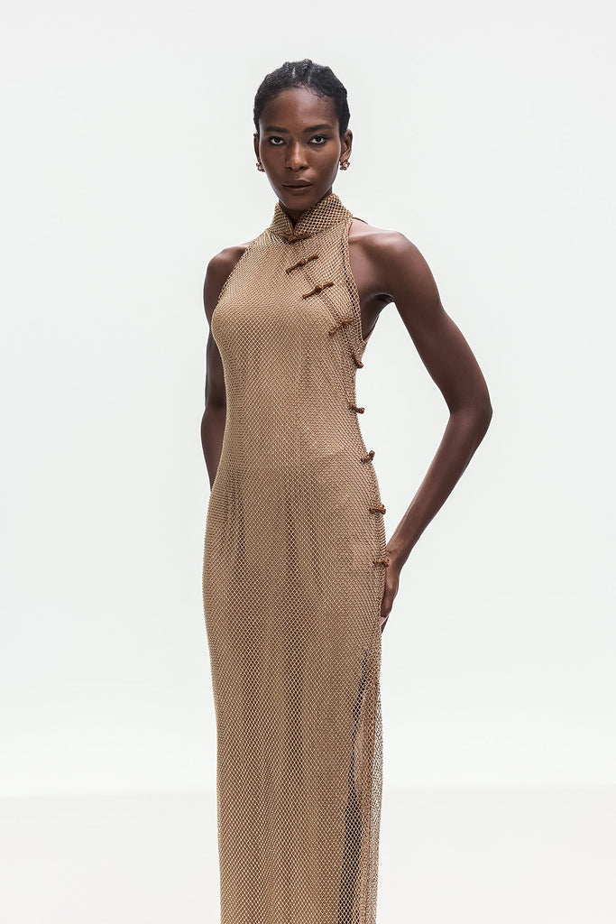 Shop  beautiful dress - Perfect for special occasions | Beste Gold Rhinestone Qipao Dress