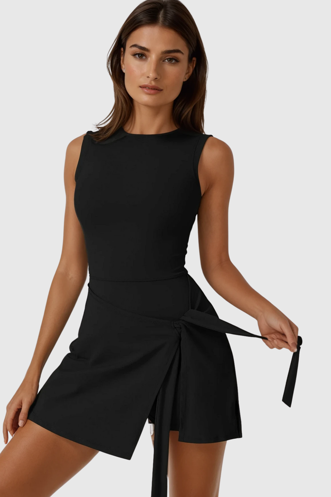 Bet Sleeveless Tennis Dress In Black - Stylish black dress for special occasions | Buy Online