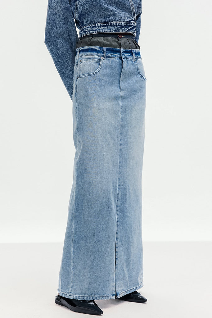 Stylish beautiful maxi | Beth Deconstruct Split Denim Maxi Skirt - Ideal for special occasions