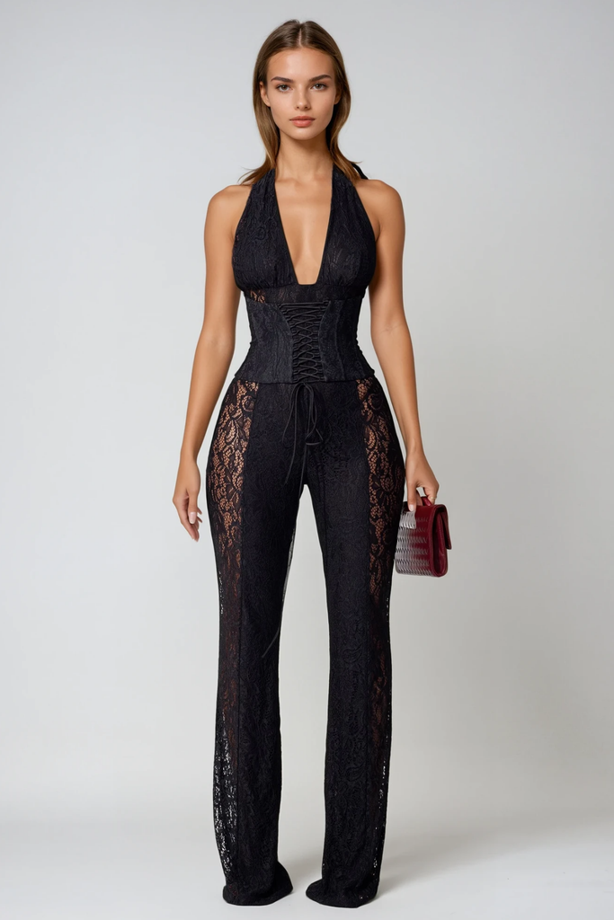 Shop  beautiful dress - Perfect for special occasions | Bethan Lace Plunge Cutout Jumpsuit