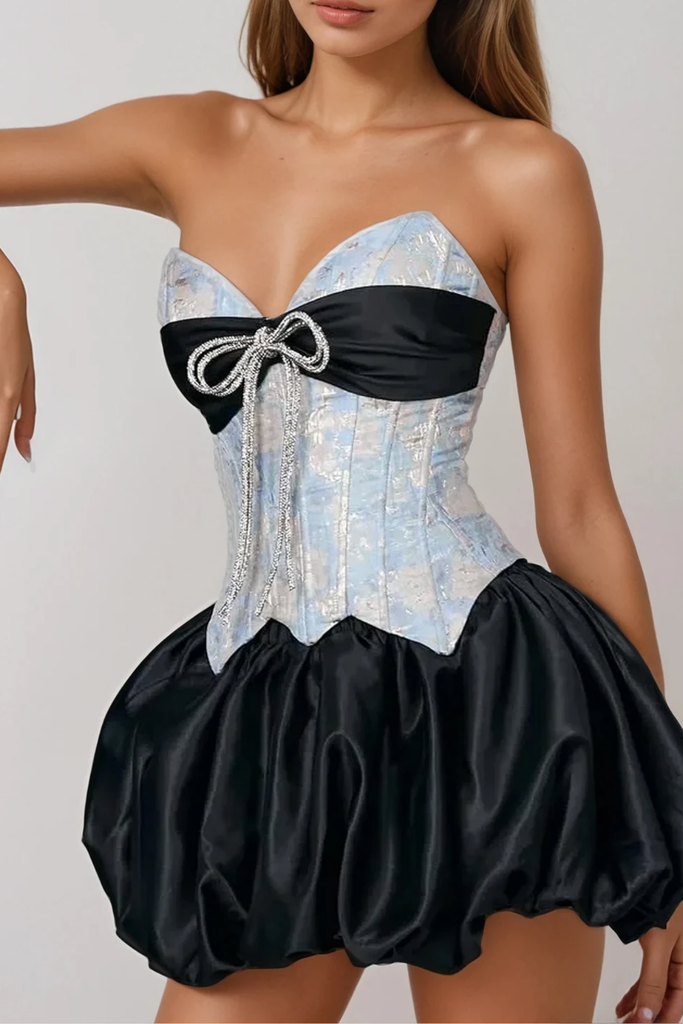 Stylish beautiful dress | Bethari Strapless Corset Puffy Mini Dress - Ideal for special occasions