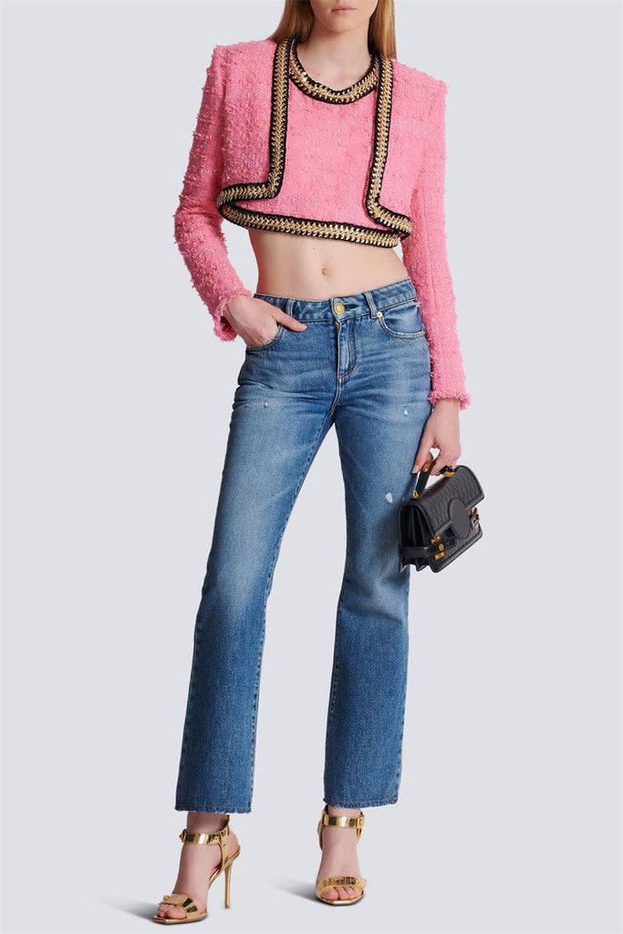 Betty Tweed Chain Cropped Jacket - Stylish beautiful dress for special occasions | Buy Online