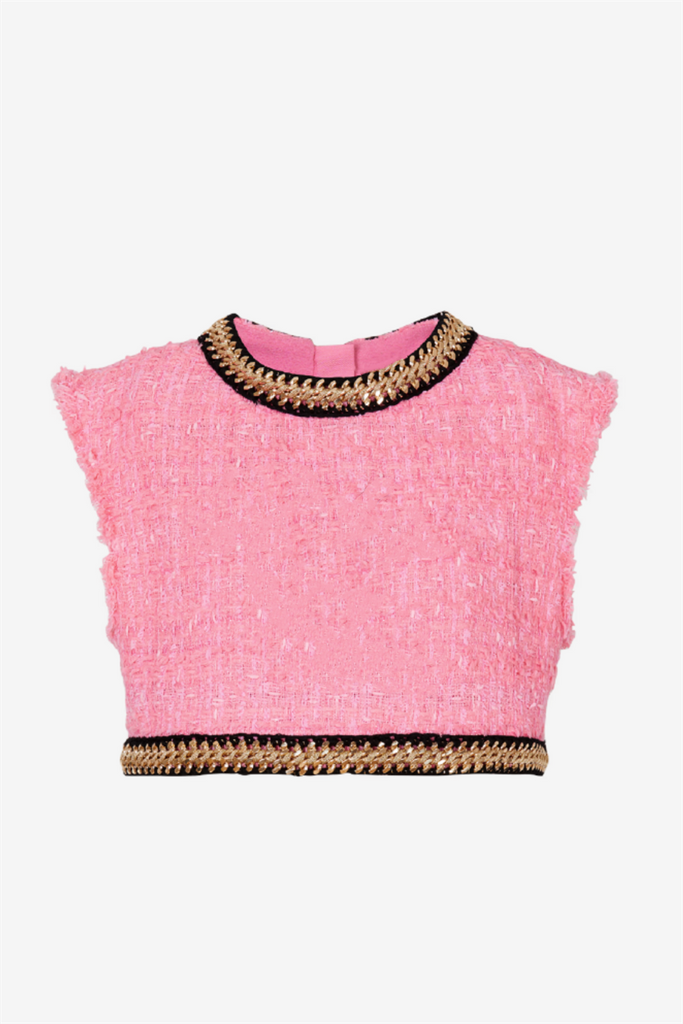 Betty Tweed Chain Cropped Jacket - Stylish beautiful dress for special occasions | Buy Online