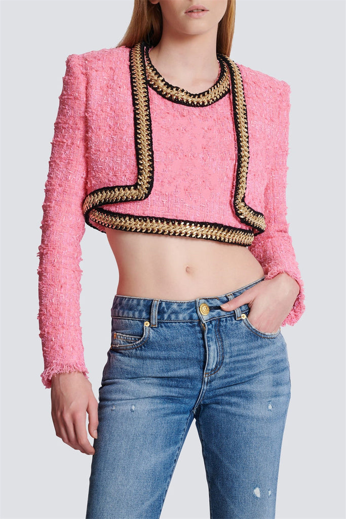 Shop  beautiful dress - Perfect for special occasions | Betty Tweed Chain Cropped Jacket