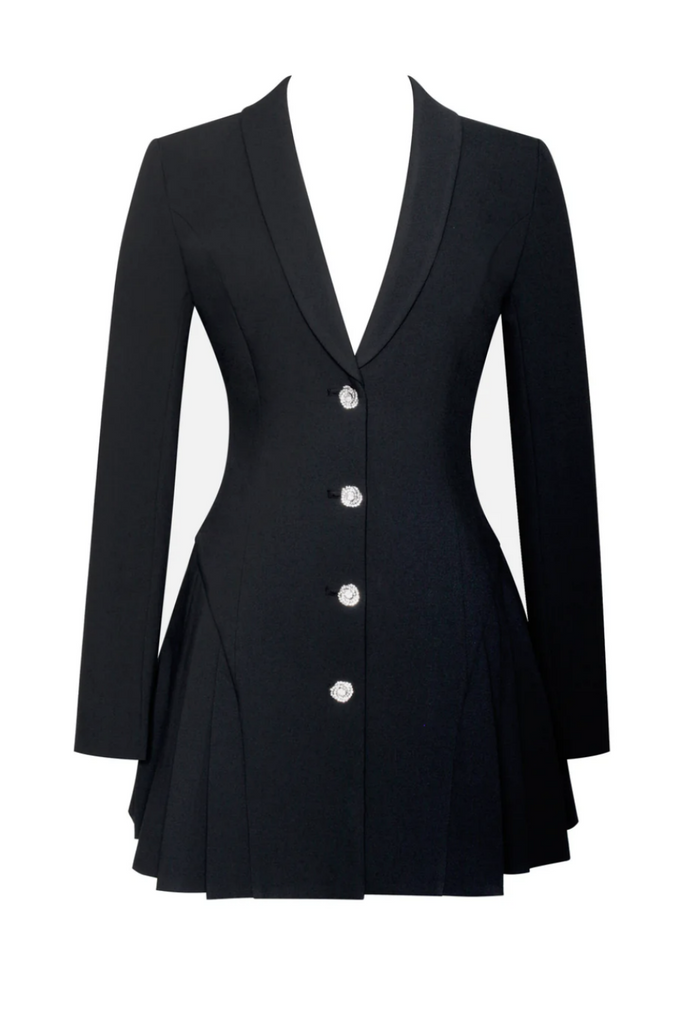 Shop  black dress - Perfect for special occasions | Beulah Pleate Blazer Mini Dress - Black